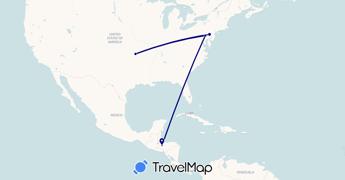 TravelMap itinerary: driving in Honduras, United States (North America)